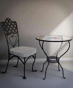 cafe chair table 3d model