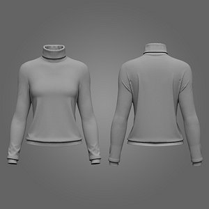Female Turtleneck Longsleeve Sweater 3D model