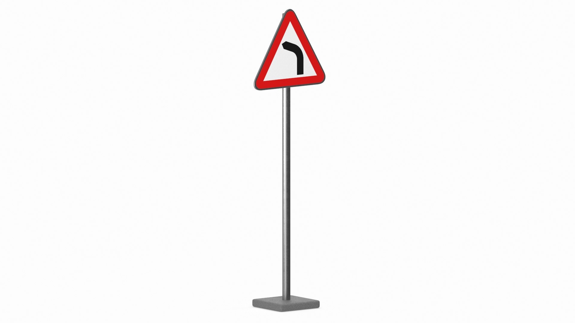 Bend to Left Road Sign 3D model preview