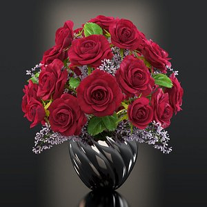 red roses flowers 3d max