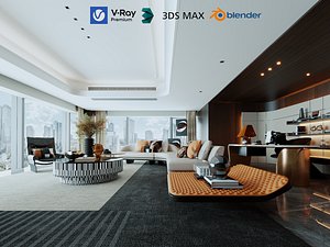 3D model Modern Luxury Living Room Interior Scene