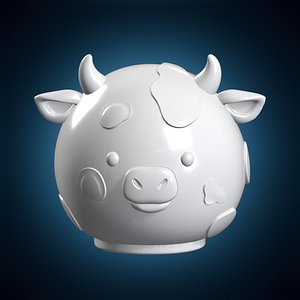 Cute Cow Head 3D Print Model Animal Character 3D model