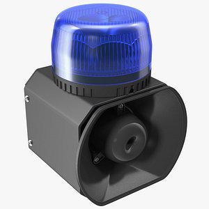 3D emergency siren beacon blue model