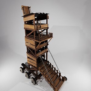 Low Poly Siege Tower with 4K Textures