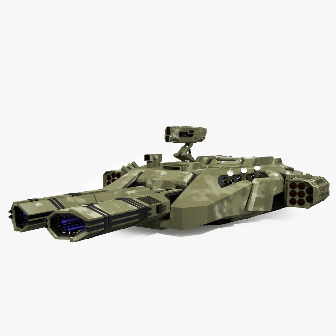 Futuristic Turret Green 3D model preview