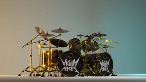 3D Drumset Double bass DW DRUM model