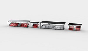 3D model tribune system set 3D model