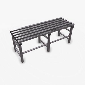 3D Outdoor Metal Bench Low-pooly PBR model