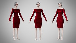 Dress 11 Crimson Velvet 3D