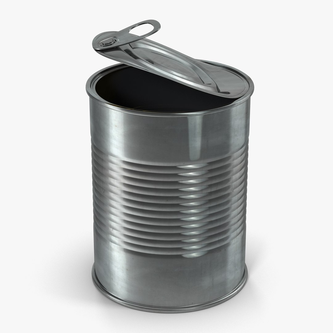 Open Empty Tin Can 2 3D model preview