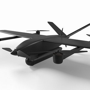 3D Tactical Reconnaissance Drone Aircraft Black model