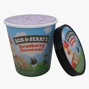 3D Ben and Jerrys Strawberry Cheesecake ice cream