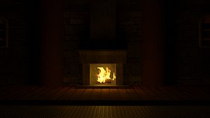 medieval fireplace lowpoly