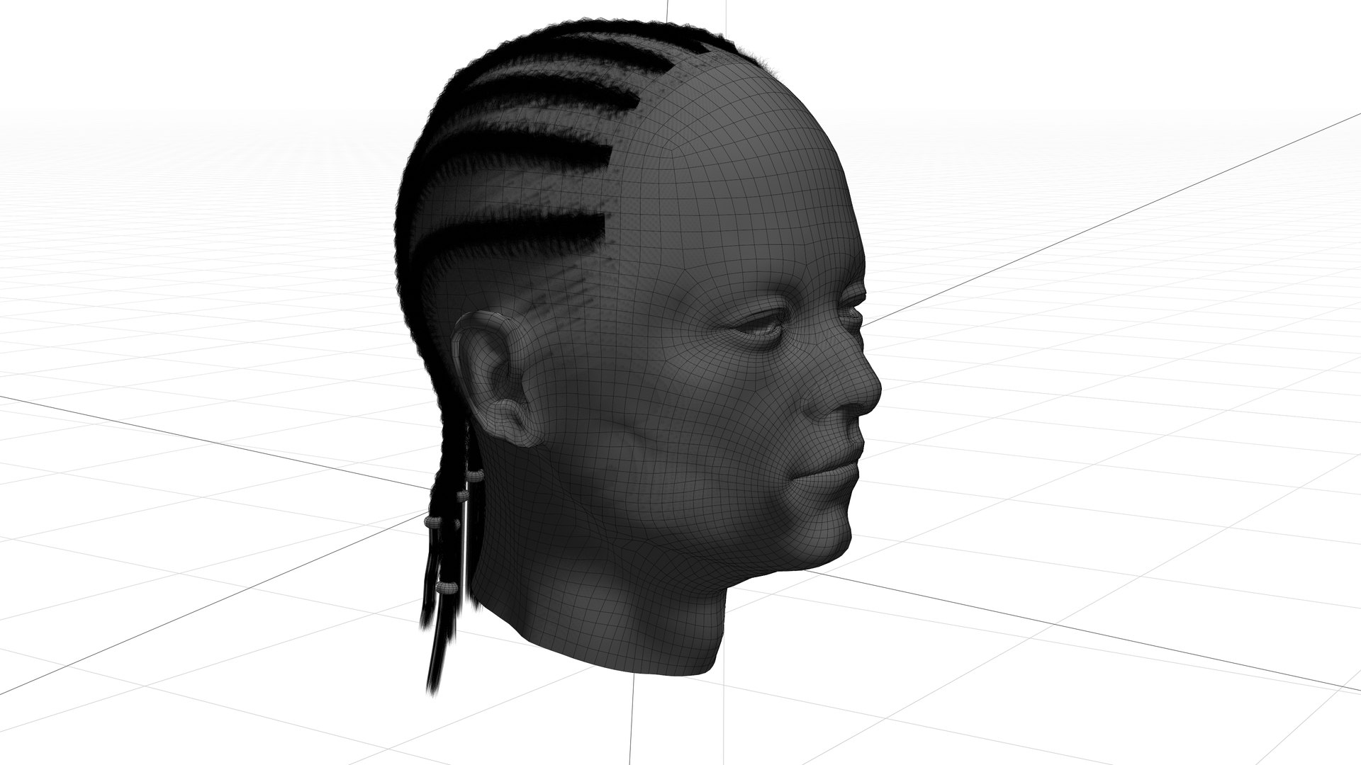 3D CornrowHair Real-time Blender Hair System Model - TurboSquid 2397311