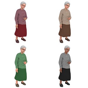 3D pack rigged old woman