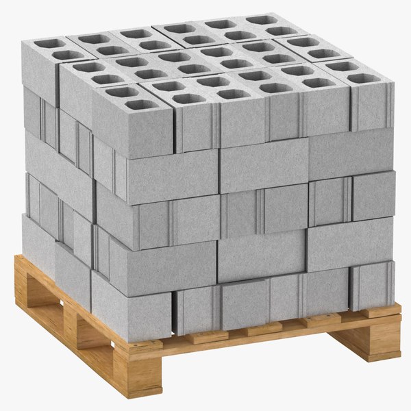 3D model Cargo Cinder Blocks Unsecured and Secured