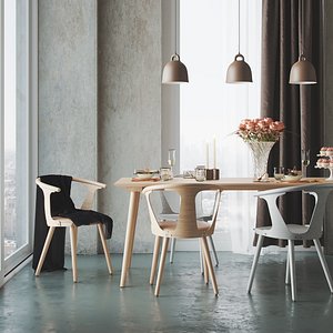 interior dining table scandinavian model