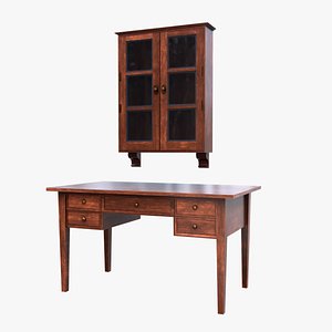 Vintage Furniture Set Shelf Cabinet  Table 3D model