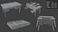Vintage Furniture Set Shelf Cabinet  Table 3D model
