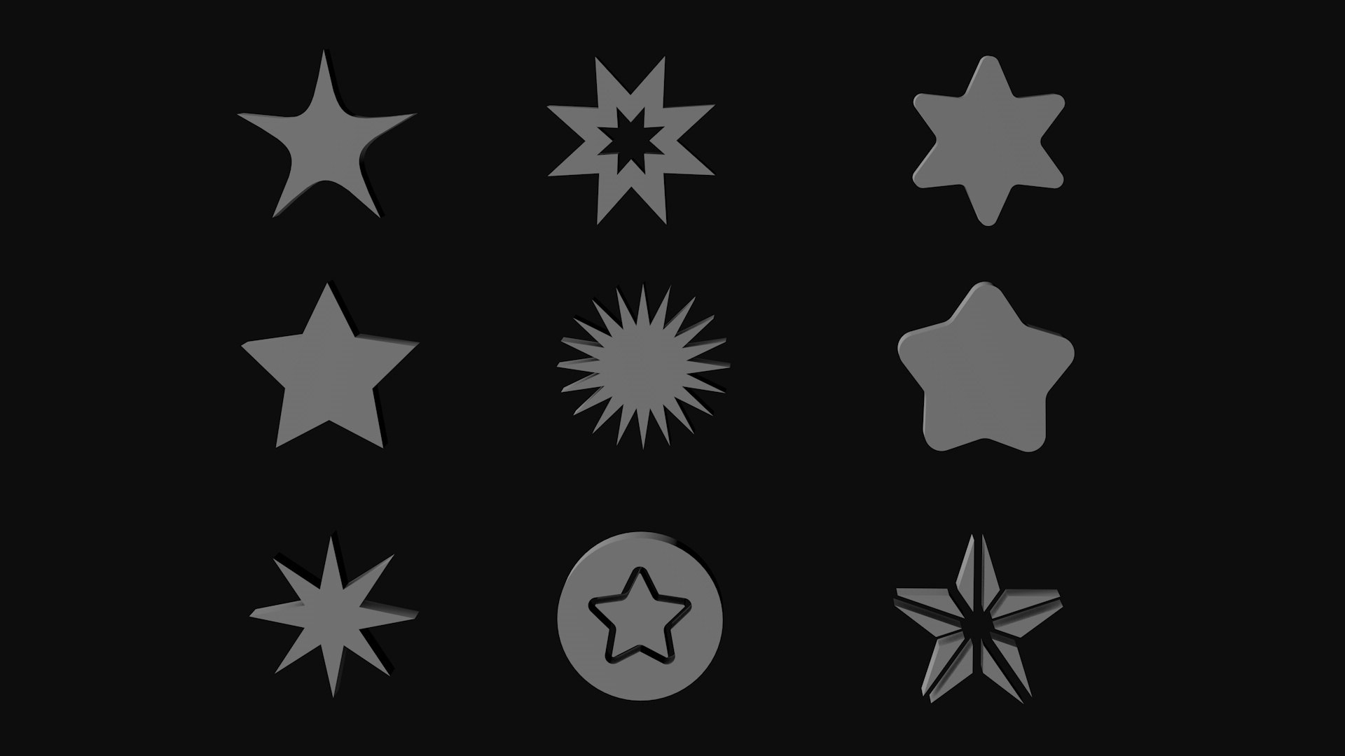 Icons of different stars 3D model https://p.turbosquid.com/ts-thumb/NB/tFfVbY/B3/iconsofdifferentstars6/jpg/1715297438/1920x1080/fit_q87/4468739cf76936f23aebae0f0647aaaea9953f26/iconsofdifferentstars6.jpg