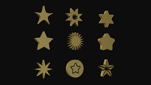 Icons of different stars 3D model