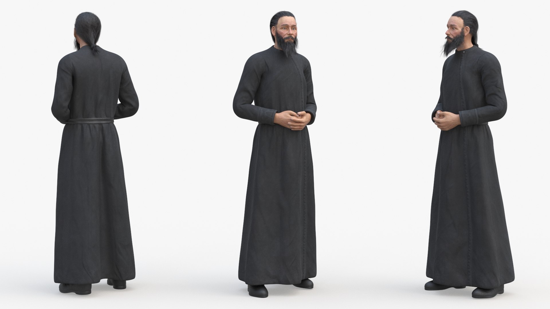 3D Orthodox Church Monk Wearing Robe Rigged For Maya Model - TurboSquid ...