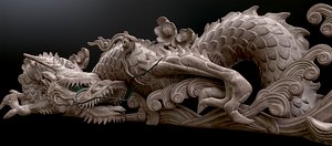 Carved Japanese Dragon Sculpture
