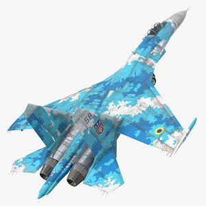 3D Ukrainian Air Force Sukhoi Su-27 Flanker Old