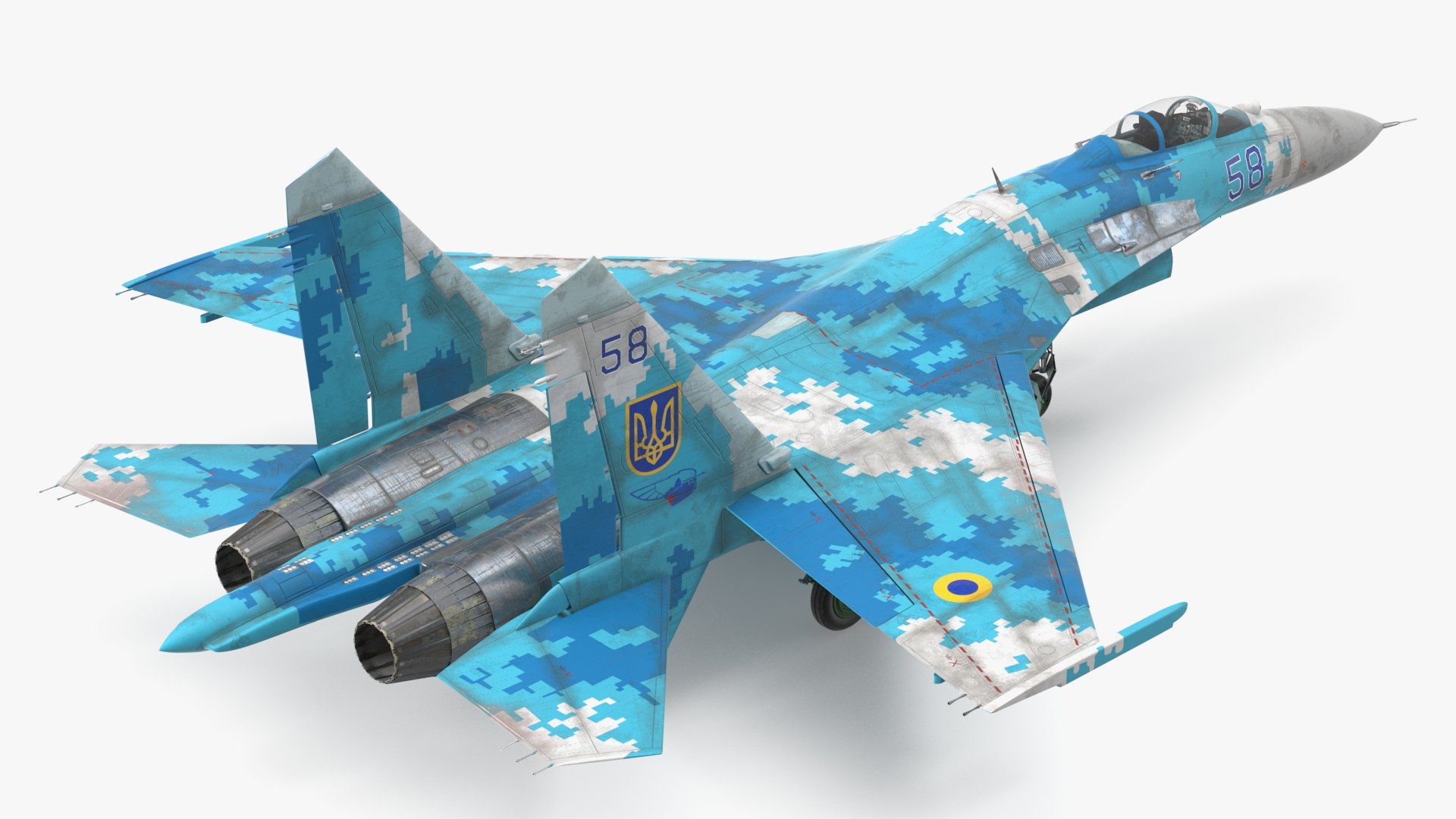 3D Ukrainian Air Force Sukhoi Su-27 Flanker Old https://p.turbosquid.com/ts-thumb/NC/cRrAks/Kr/ukrainianairforcesukhoisu27flankerold3dmodel009/jpg/1666725543/1920x1080/fit_q87/3093a77292c7b67f9f86e5cfcbefb58902c967e8/ukrainianairforcesukhoisu27flankerold3dmodel009.jpg