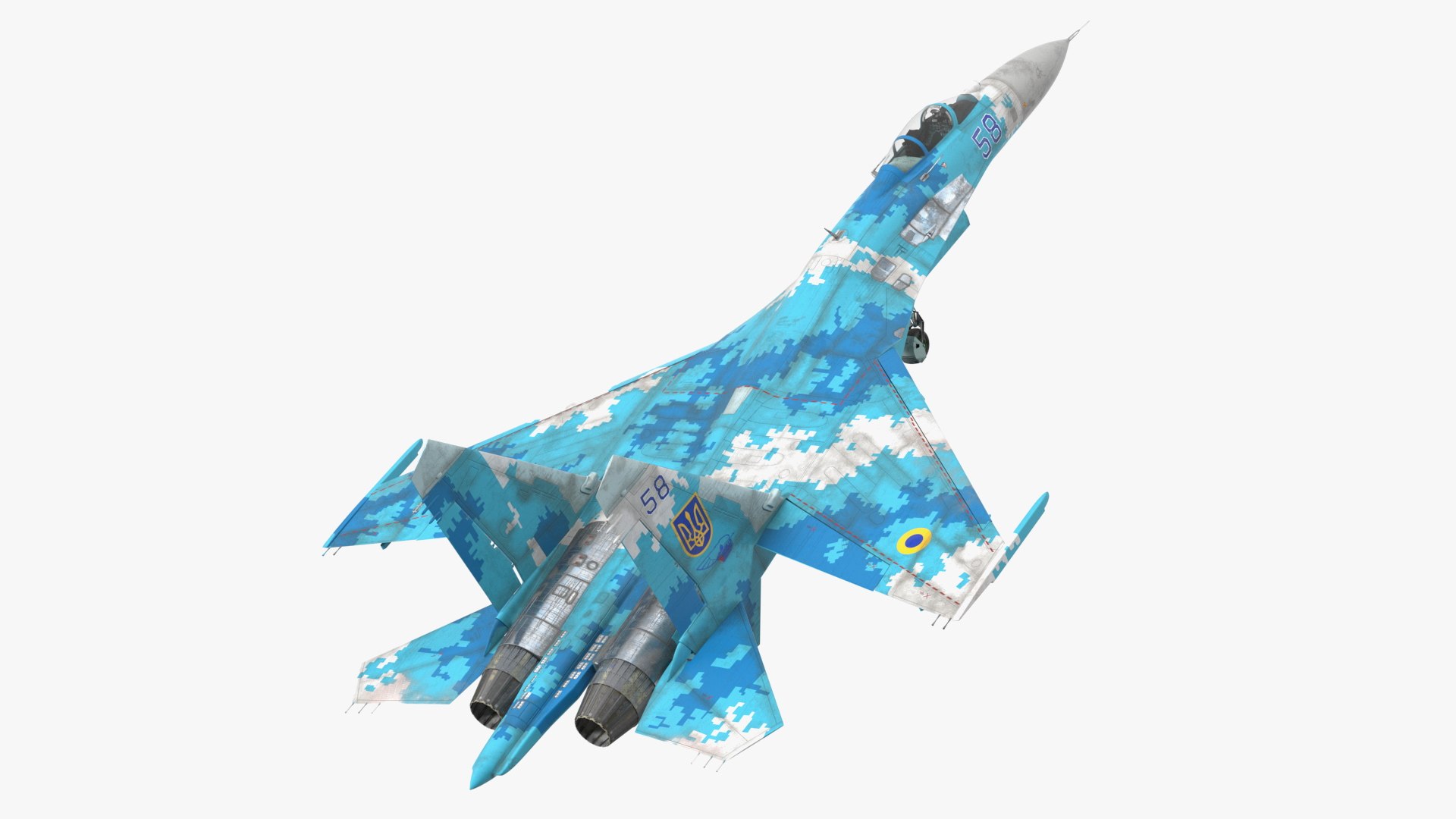 Ukrainian Air Force Sukhoi Su-27 Flanker Old 3D model preview