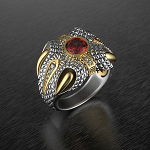 Jewelry Ring Dragon Clew 0314 5-13US Stl 3dm Fbx 3D model