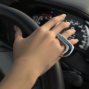 Designer Double Ring on Female Hand Silver