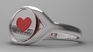 silver ring heart 3d c4d