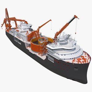 3D Cable Installation Vessels Black Rigged model
