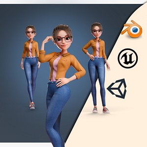 Cartoon Teen girl-Sarah Rigged