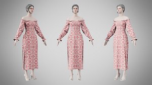 3D Dress 12 Crimson Bloom Lattice