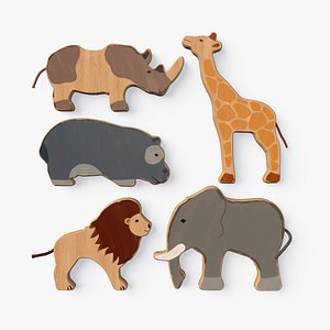 wooden animals toy 3D model