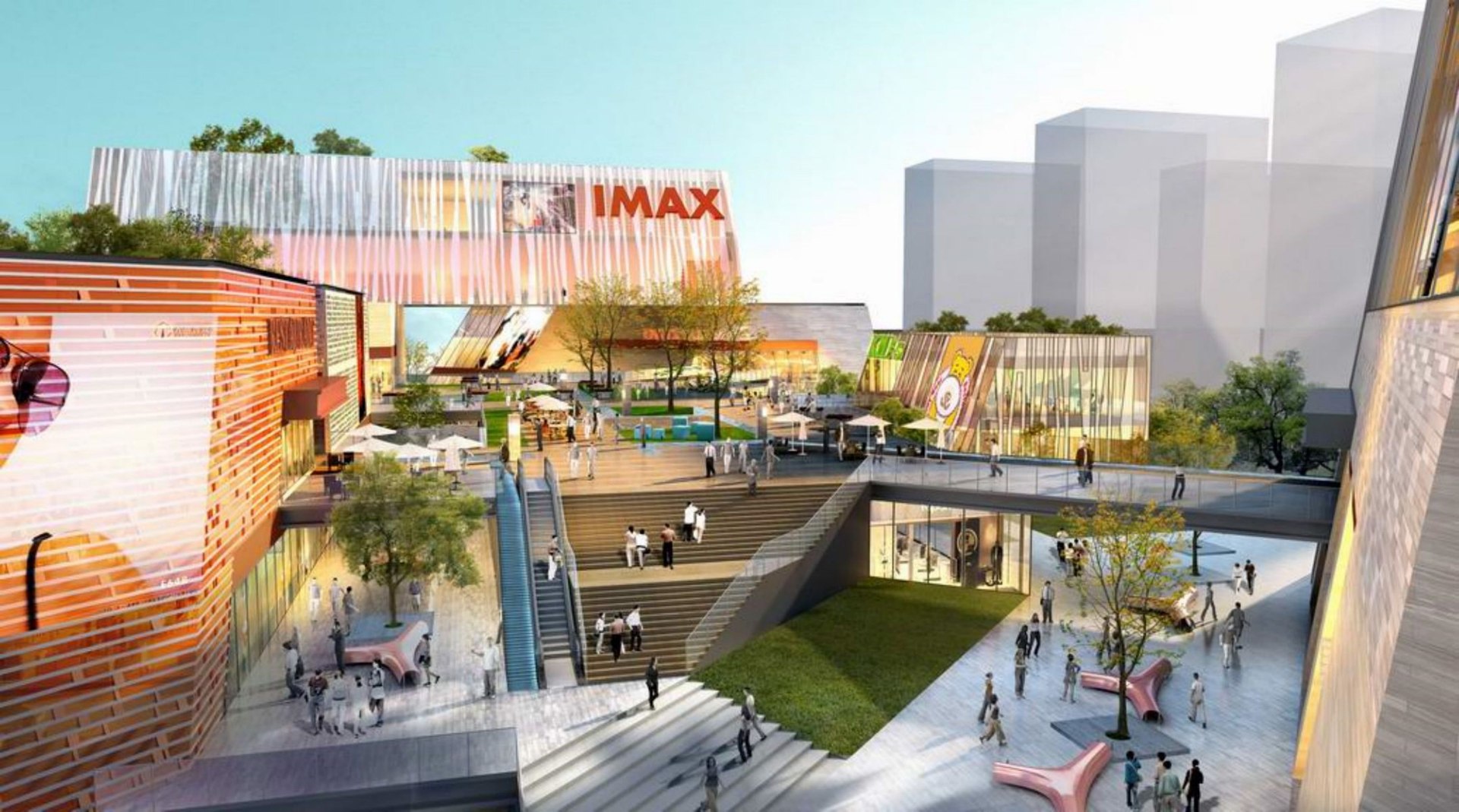 3D Modern city commercial street office building sketch design model