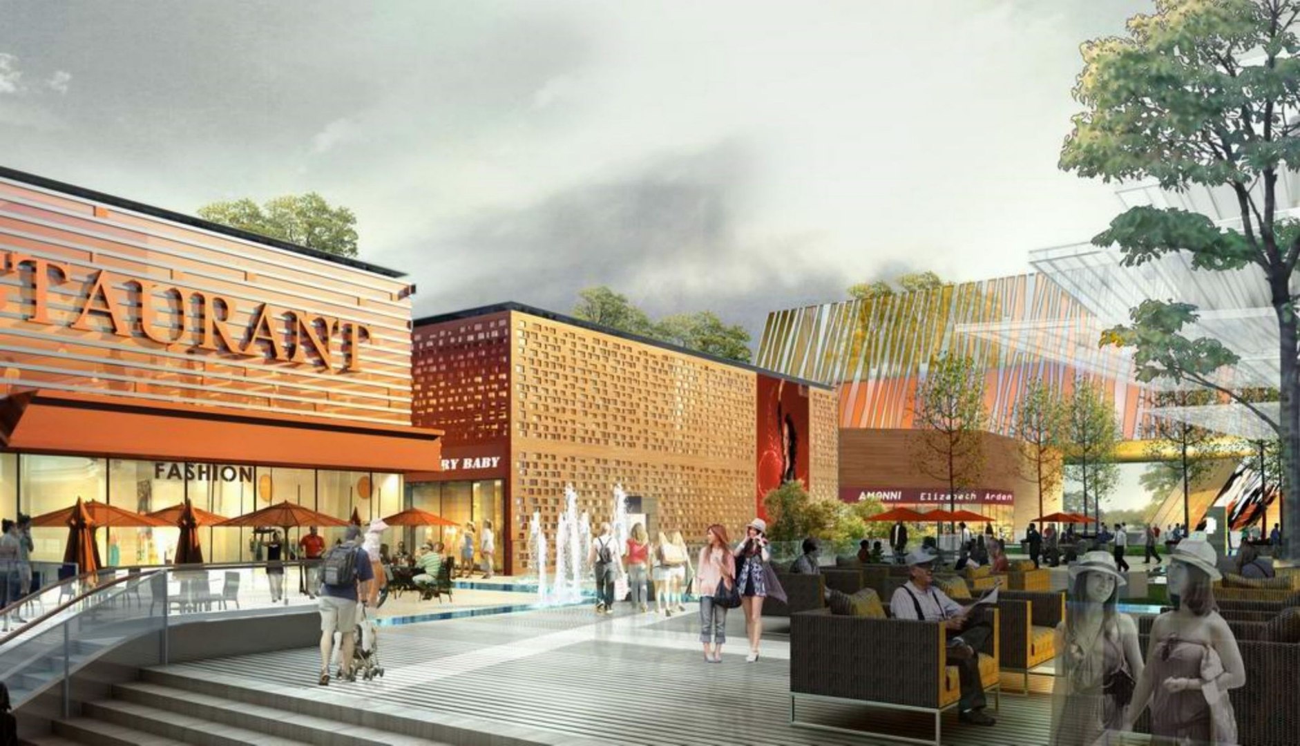 3D Modern city commercial street office building sketch design model