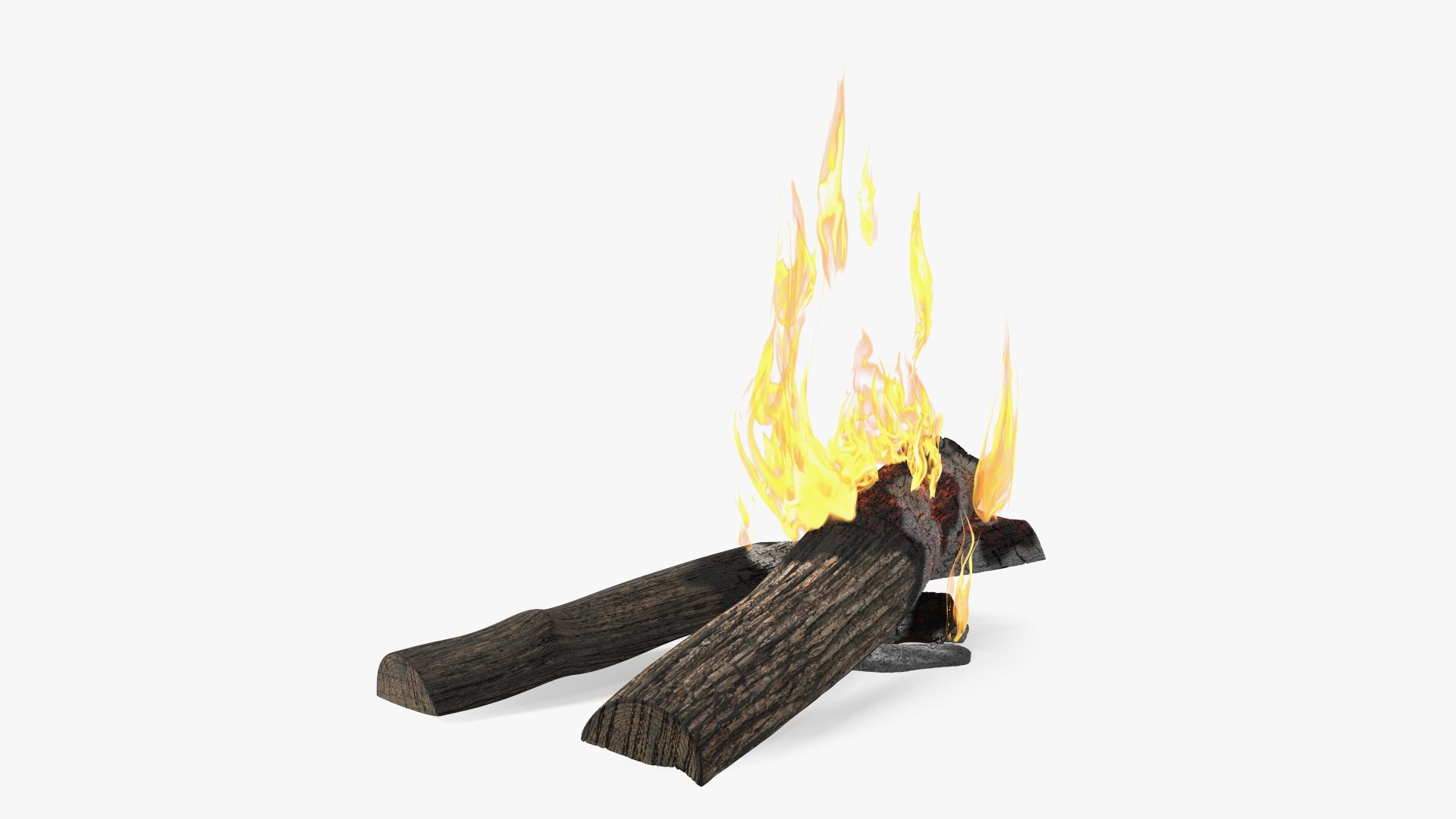 Burning Wooden Logs 3D model preview