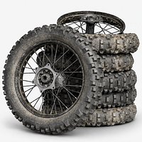 Motorbike Enduro Wheel Tire Rim Disk -New Dirty Worn- Game Ready