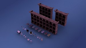 Medieval Library and Alchemy Interior Pack Low-poly 3D model
