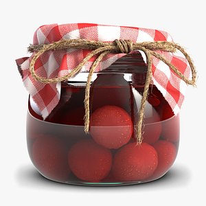 obj strawberry jam glass jar