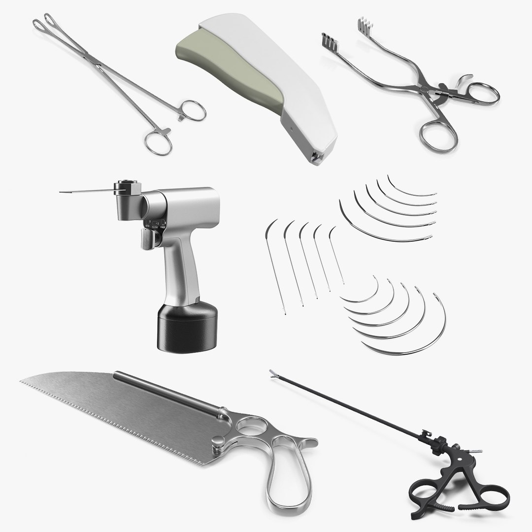 Surgical Medical Instruments Collection 4 3D model preview