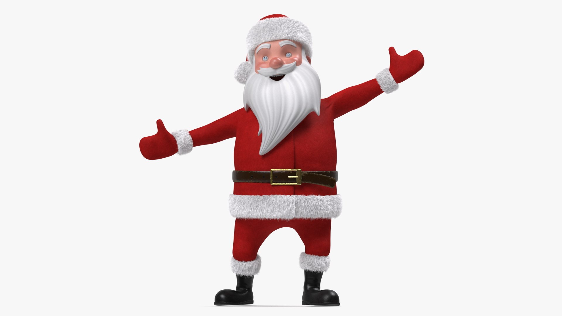 Santa Claus Cartoon Fur Rigged 3D model preview