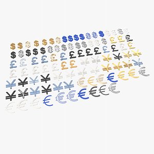 3D Currency symbols model