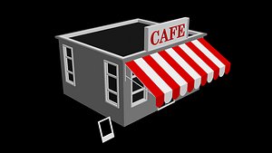 Low Poly Cafe Isographic 2.5D-3D model