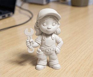 Cartoon Mechanic Girl 3D Printable 3D print model 3D