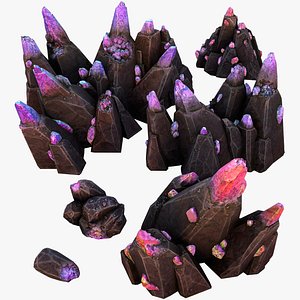 Crystal Obsidian Rocks Mineral 3D model