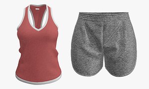 3D women touch football jersey model